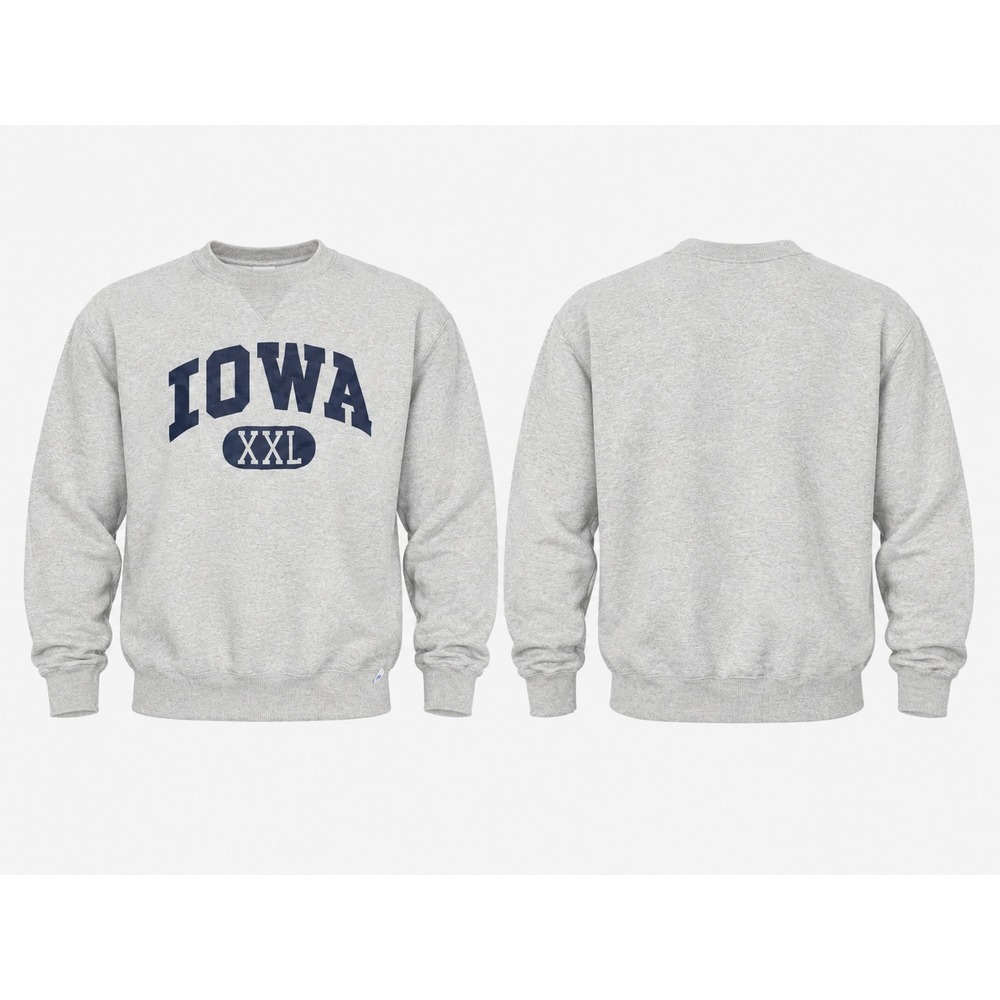 Vintage Iowa Hawkeyes XXL Crewneck Sweatshirt Russell Athletic Made USA Gray